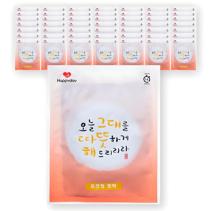 국내생산 해피데이 따뜻해 포켓용 핫팩 100g, 50개 국내생산 해피데이 따뜻해 포켓용 핫팩 100g, 50개