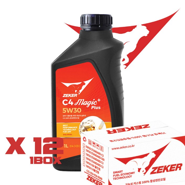 제커 매직플러스 5W30 C4 쏘렌토, 산타페, 르노 DPF 디젤엔진오일 1BOX 12개 특가, 점도, 1개, 1L