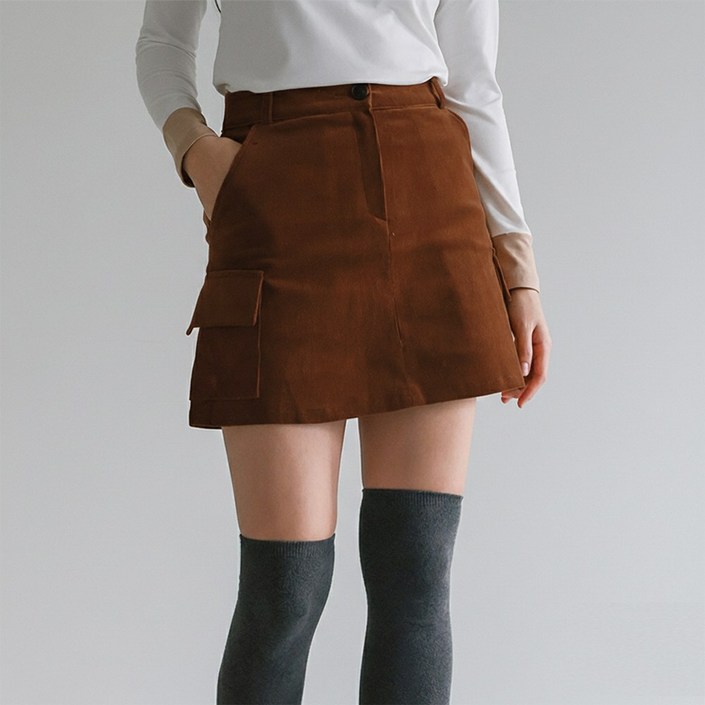 와우캠프 겨울 골덴 보온 여성 골프 스커트