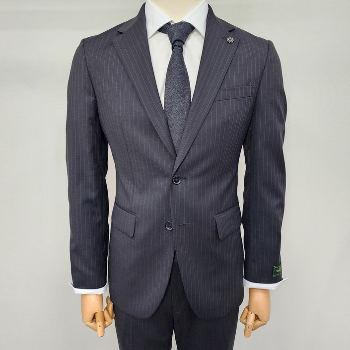 남자 파렌하이트 이태리 수입원단 모 100 스트라이프 정장 세트 블랙J41