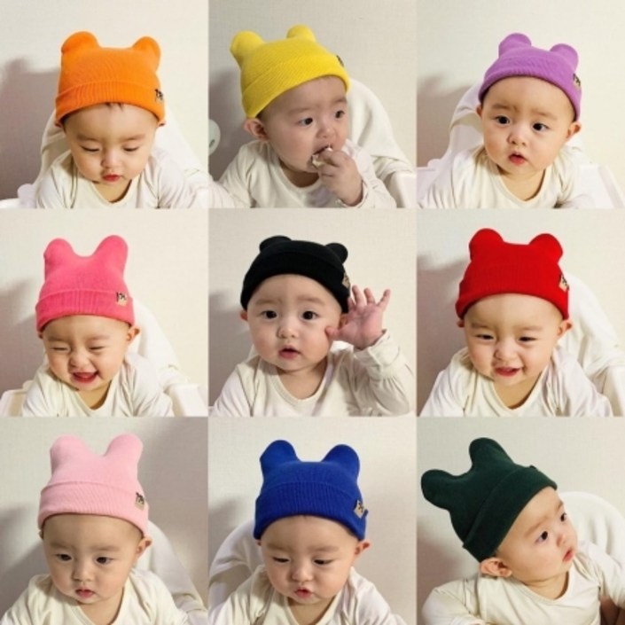 신생아 아기 비니 신생아 뿔비니 곰돌이비니 18컬러  조리원 출산 선물 사계절 비니 촬영룩