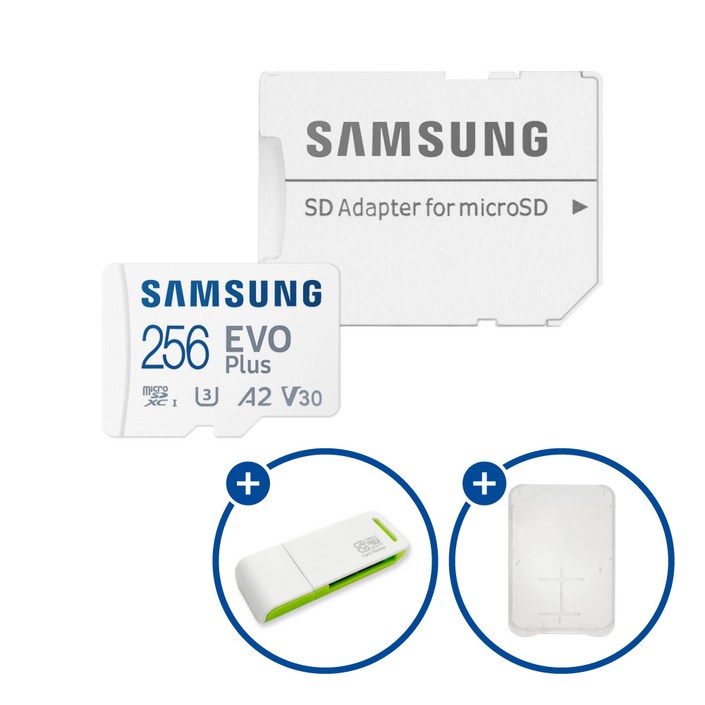 삼성전자 공식인증 정품 마이크로SD카드 EVO PLUS MBMC64SAKR  SD카드 케이스 및 이엘 연두 카드 리더기 USB2.0 2in1, 1개