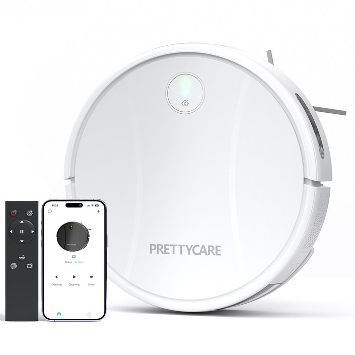 PrettyCare 스마트 물걸레 로봇청소기, C2 흰색, C2