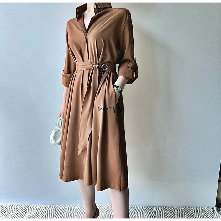 여성 하객 원피스 트렌치 코트 셔츠 원피스