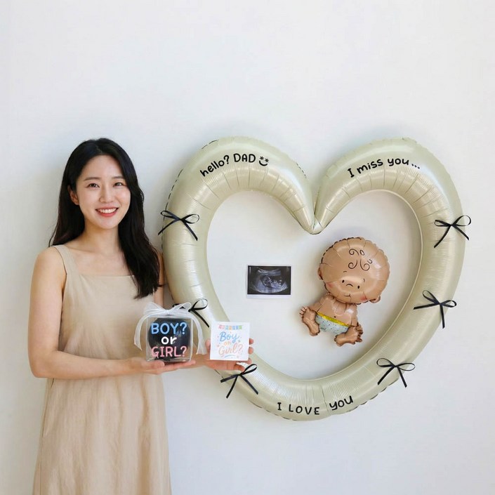 이벤트홀릭 젠더리빌 미니 풍선 박스 세트 성별 공개 베이비샤워 파티 임신 축하 선물, 1개, 04.BOY or GIRL 풀세트