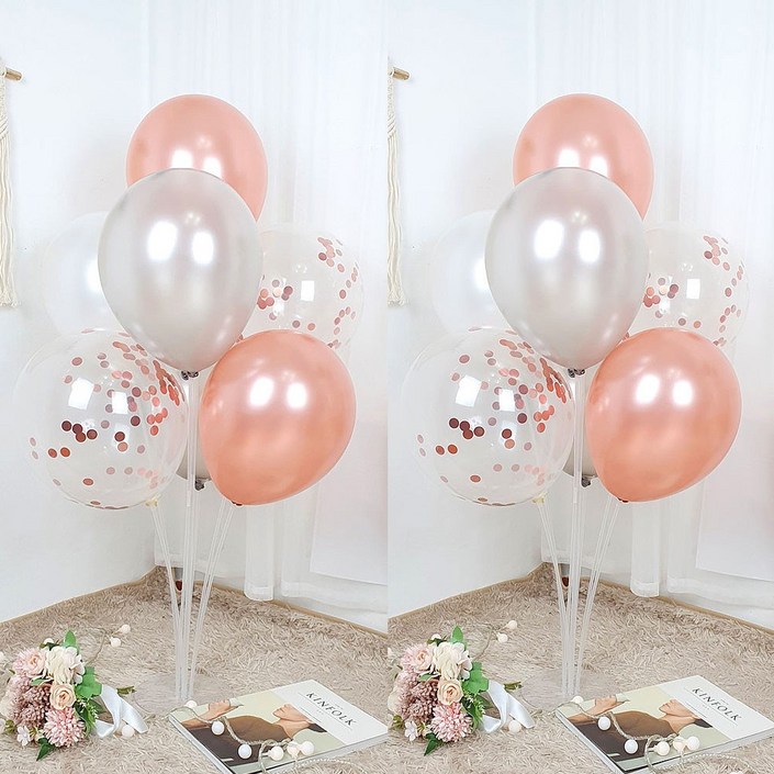 파티앤온 풍선꽂이 펄풍선 스탠드 장식 세트, 2개, 1.로즈골드 반짝