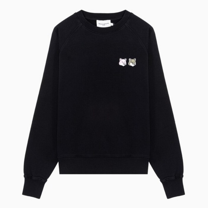 명품명품 22FW 메종키츠네 모노크롬 더블 폭스 헤드 패치 블랙 여성 맨투맨