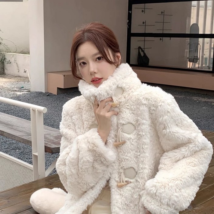 치유쿠 크루아상 스웨이드 점퍼 여성 가을 겨울 두꺼운 스웨이드 자켓