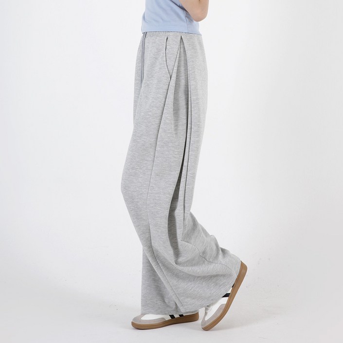 오버나인 여성용 사이드 핀턱 포인트 와이드 데일리 트레이닝 팬츠