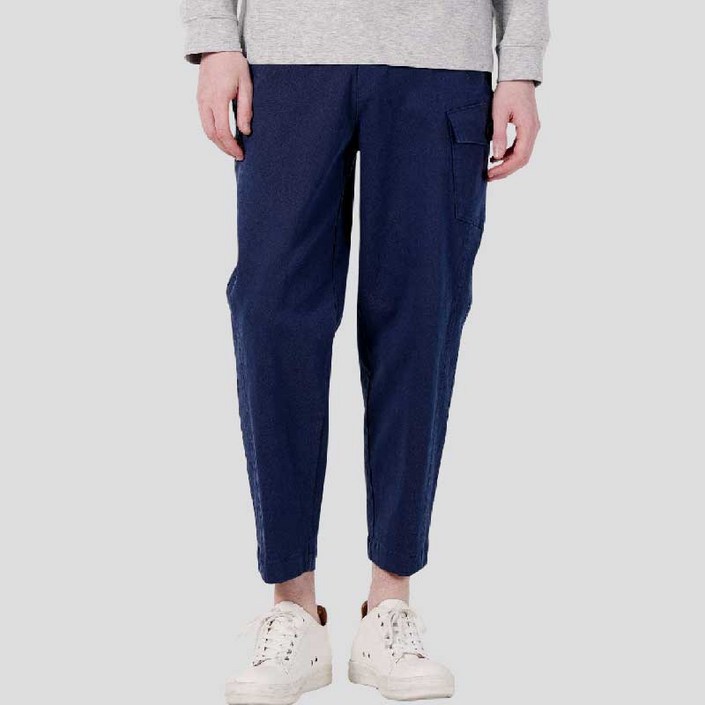 커스텀어스 남자 허벅지절개라인 허리 EBAND 세미 배기팬츠 CXS25FWPT912 NAV