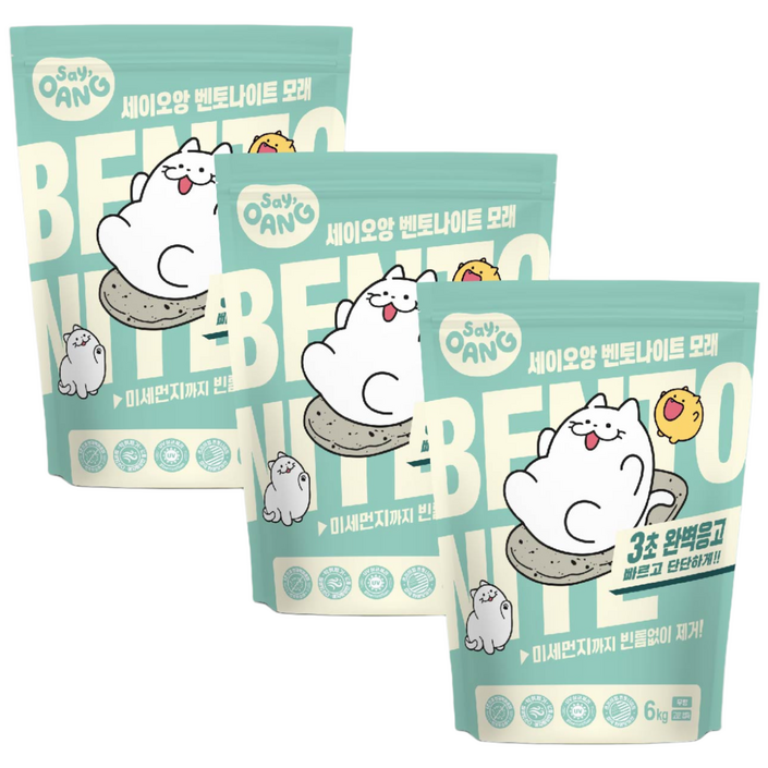 세이오앙 벤토나이트 고양이 모래 고운입자 6kg 3개입 18kg, 6kg, 3개, 무향