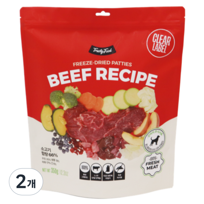 트러스티푸드 전연령 강아지 동결건조 포크 사료 패티, 2개, 350g