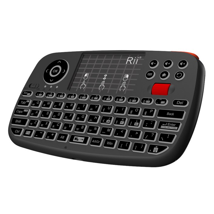 리 듀얼모드 블루투스 터치패드 무선 텐키리스 키보드 콤보, 블랙, 단일상품