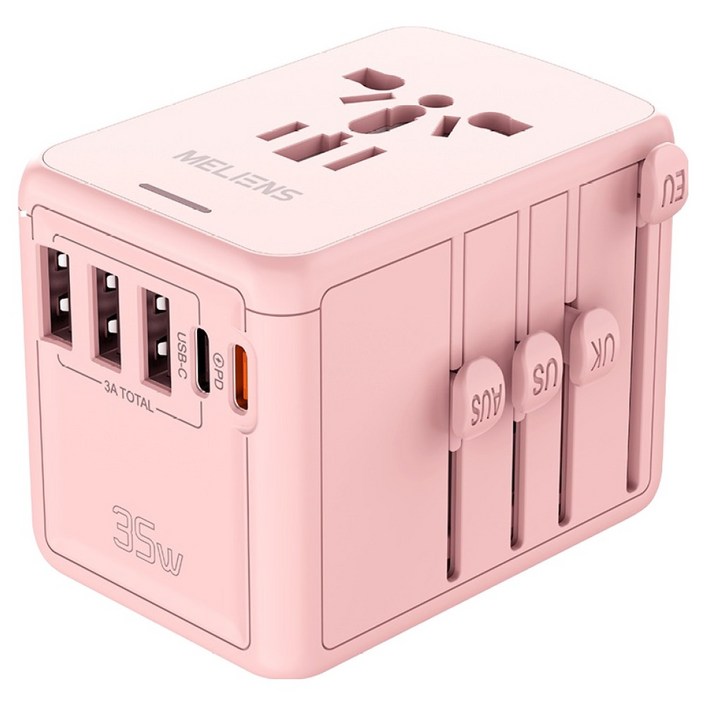 멜리언스 해외여행용 5포트 PD35W 초고속충전 멀티어댑터 핑크 ML-OL1