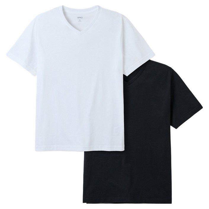 스파오 코튼 V넥 레귤러핏 반팔 티셔츠 SPRWF37A02 2p 세트