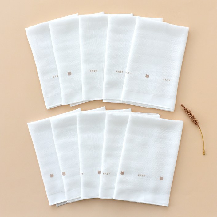 베이비앤아이 유아용 밤부 고미 거즈 손수건 10p