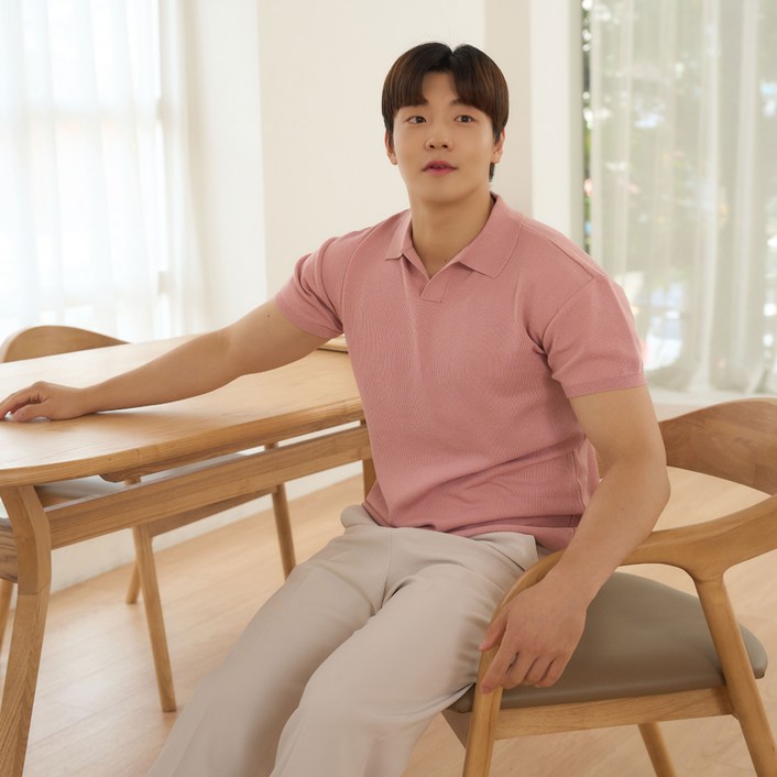 핵쿨남 남성용 아이스쿨링 머슬핏 반팔 오픈 카라 니트 핵쿨남 남성용 아이스쿨링 머슬핏 반팔 오픈 카라 니트
