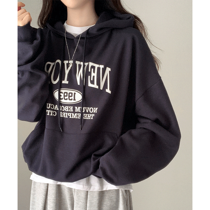 자스민벨 버블 힙 왕오버핏 프린팅 레터링 코튼 긴팔 박시 후드티 남녀공용 커플템 빅사이즈