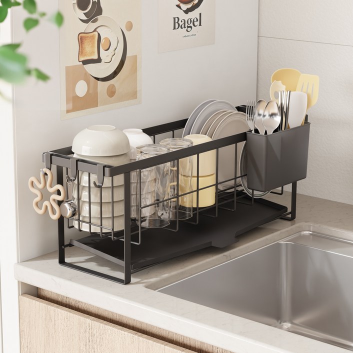 라라밤 자동 물빠짐 초슬림 미니 식기건조대 세트