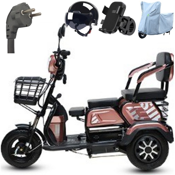 테크앤유 삼륜 노인전동차 리튬배터리 48V 25Ah(100km주행), 핑크, 25Ah(100km주행)