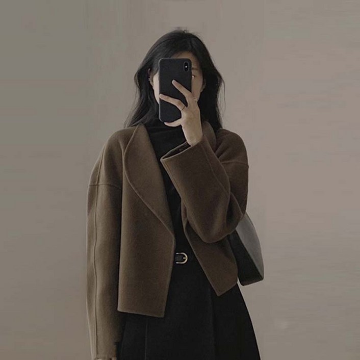 가을 겨울 여성 숏 모직 코트 캐주얼 자켓 상의 루즈핏 도톰한 양면 고급 모직 코트 소프트 촉감  따뜻함 유지 용도 코디