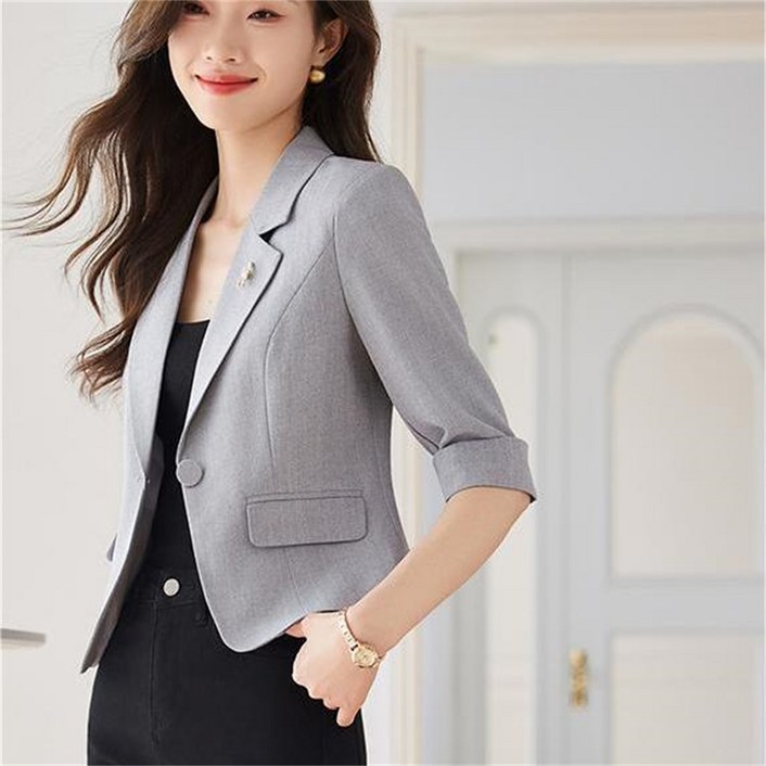 JIEVE 오피스룩 코트 봄 가을 슬림핏 여성용 정장 세미 코드 WL030734