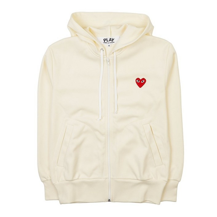 [국내매장판] 꼼데가르송 COMME DES GARCONS 남성 하트 로고 패치 후드 집업 아이보리 P1T172 IVORY