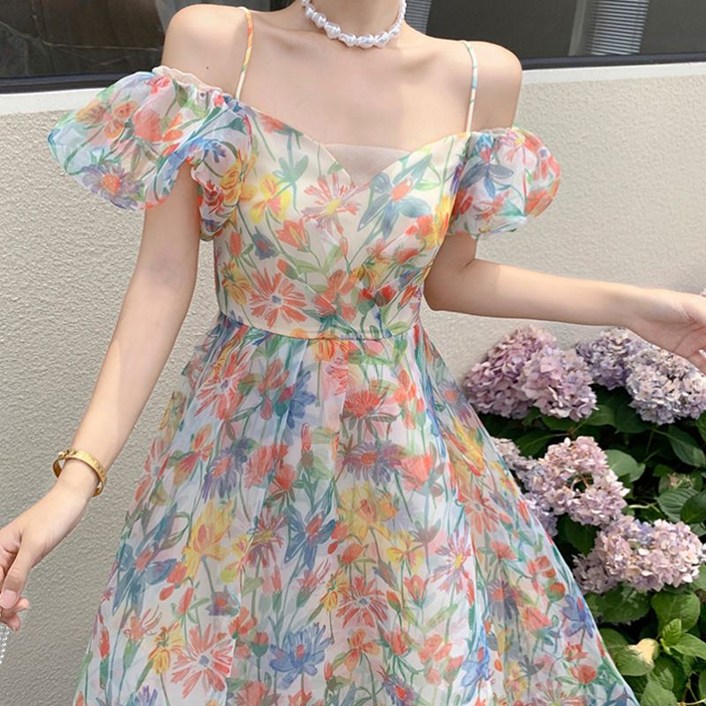 레이스 오간자 원피스 퍼프소매 로맨틱 해외여름옷 동남아원피스 3