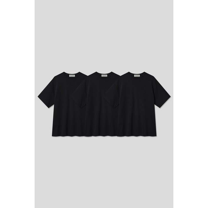 Women에두아르도3팩 세트릴렉스 세미오버핏 반팔 티셔츠 블랙팩