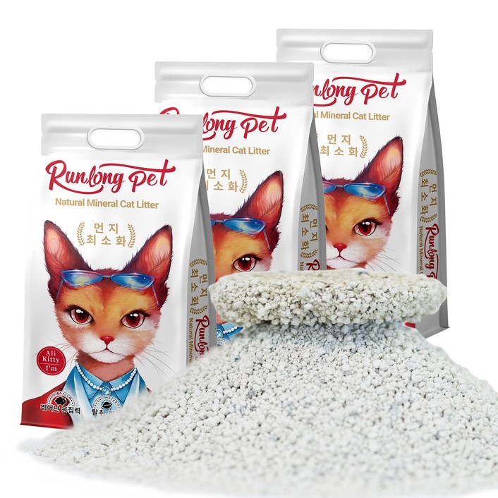 RUNLONG PET 고양이 모래 벤토나이트,오리지널 대용량 먼지없는 가는입자 캣 샌드, 30L, 6kg, 3개, 무향 RUNLONG PET 고양이 모래 벤토나이트,오리지널 대용량 먼지없는 가는입자 캣 샌드, 30L, 6kg, 3개, 무향