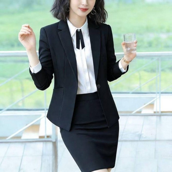 여성 정장 세트 블랙 자켓 면접 오피스룩 비즈니스룩
