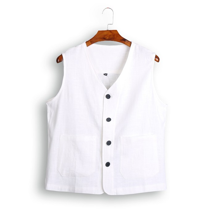 남자 여름 린넨 느슨한 조끼 복고풍 면 린넨 조끼 M5XL 뉴타임즈 M811X600