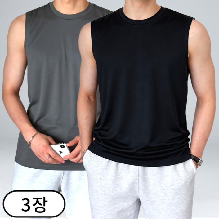 [1+2] 남자 민소매 나시 런닝 티셔츠 기능성 쿨링 드라이 여름 (6296-3)