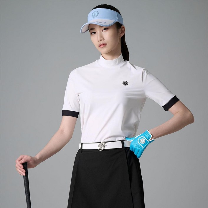 백화점출고 빈폴골프 SS24 여성 트리코트 반팔 하이넥 티셔츠  화이트 BJ4542NA11 브랜드정품 명품골프티셔츠