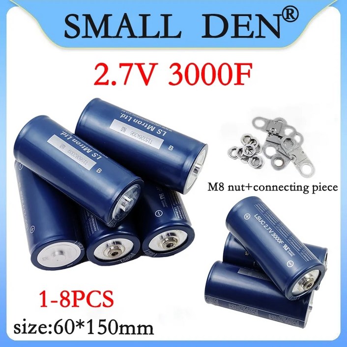 슈퍼 패러드 LSUC 원통형 캐패시터 고주파 슈퍼 커패시터 너트 및 연결 부품 장착 27V 3000F