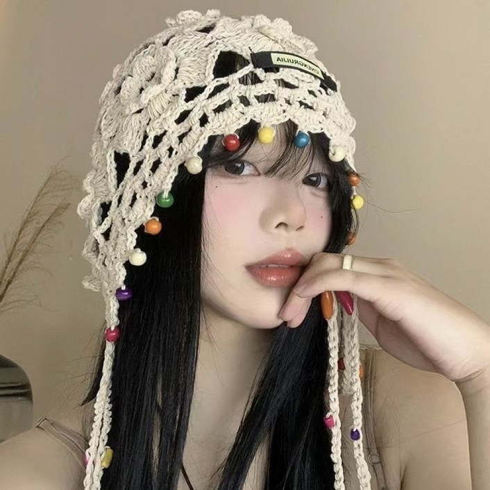 보헤미안 스타일 자수 니팅 공예 모자