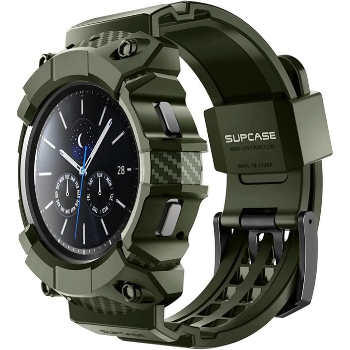 SUPCASE 갤럭시 워치4 클래식 46mm 러기드 일체형 보호 스트랩 밴드, 그린