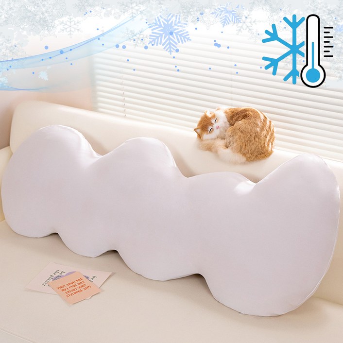 아노리빙 구름 냉감 바디필로우 인체공학 모찌 롱쿠션, 연그레이