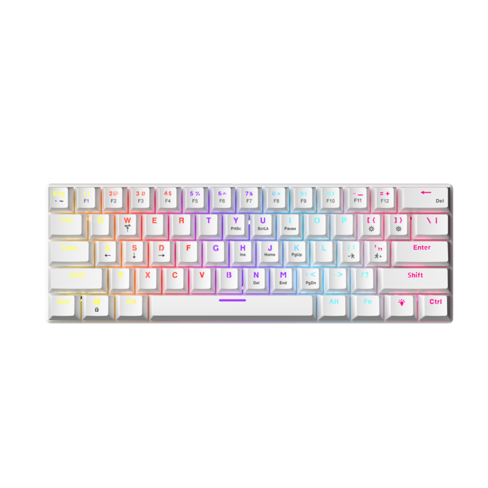 hoco 유선 일반형 키보드 61키 RGB 무소음 USB 유선 키보드, 화이트, BD