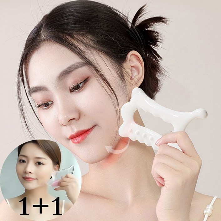 BIKASU 휴대용 셀프 괄사 마사지기 다용도 페이스 바디 림프순환 지압  2종세트