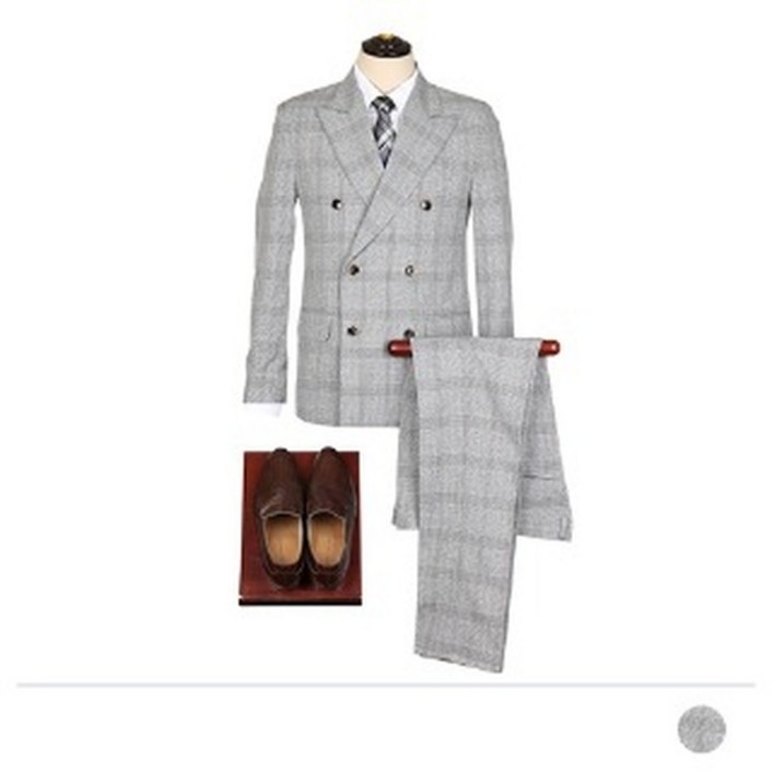 린넨 MS20014 그레이체크 스윗 더블수트