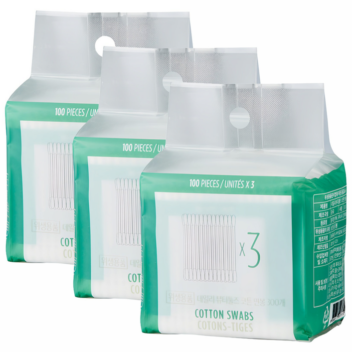 더페이스샵 데일리 코튼 면봉, 300개입, 3개