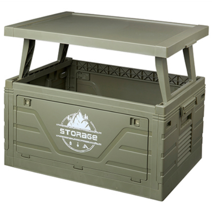 캠핑 정리함 2종 상판 테이블 수납박스 트렁크 보관함, 1개, 1단, 그린(테이블형)