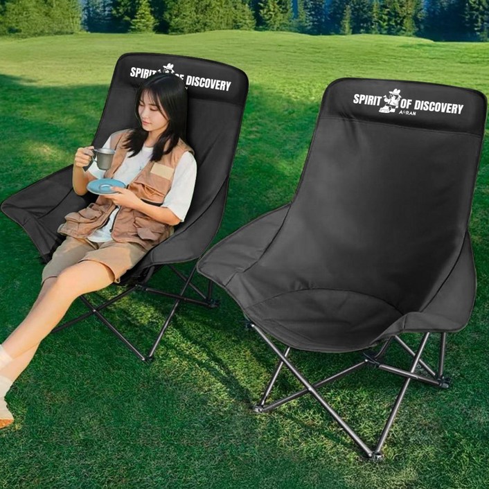 AORAN 캠핑의자 1+1 암레스트 등받이업그레이드, 블랙, 2개