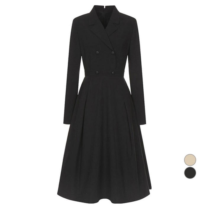 올리브데올리브 여성용 테일러드 카라 플레어 원피스