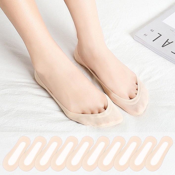 두발로 여성용 아이스 쿨 메쉬 덧신 10켤레 세트