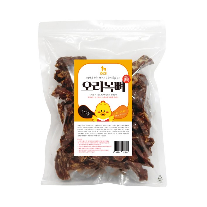 웁스 반려견용 영양간식, 오리목뼈, 500g, 1개