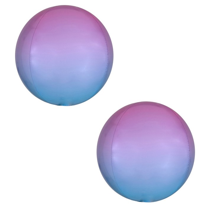 오브 옹브레 은박 풍선, 파스텔 핑크 + 블루, 2개 - 쇼핑앤샵