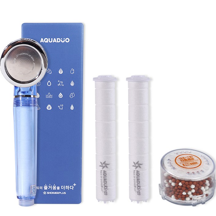 아쿠아듀오 수압상승 샤워 본품 헤드  바디필터 2p  혼합 헤드필터 세트 SF300A, 1개, 블루