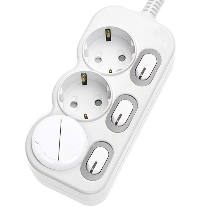에코파워탭 LED 개별 절전 멀티탭 3구 EPM-L203, 2m, 화이트, 1개
